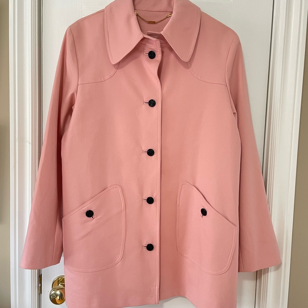 St. John Coat Collection Trench Coat, Size S, Coral Pink